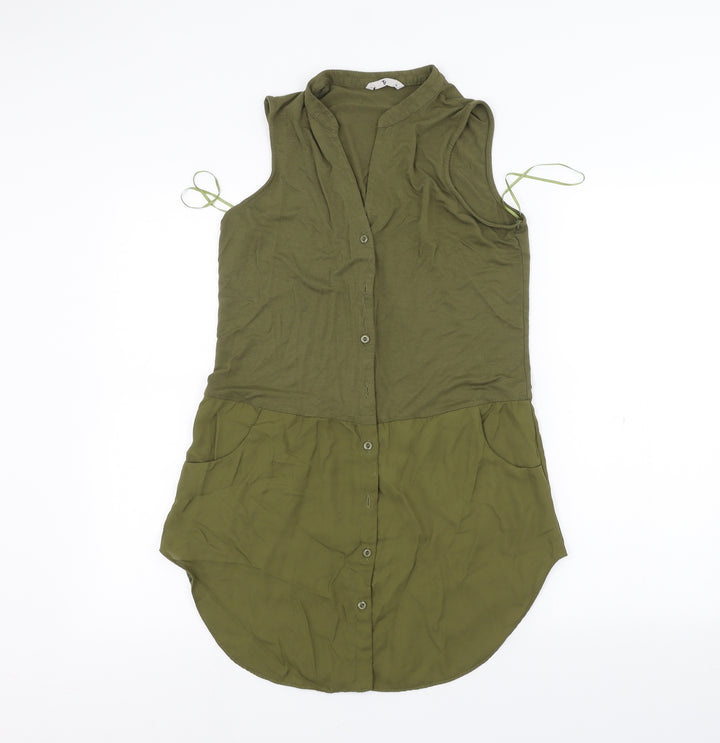 TU Womens Green Basic Button-Up Size 10