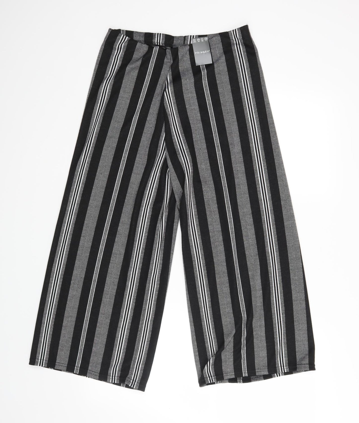 Primark Womens Black Striped  Trousers  Size 12 L24 in