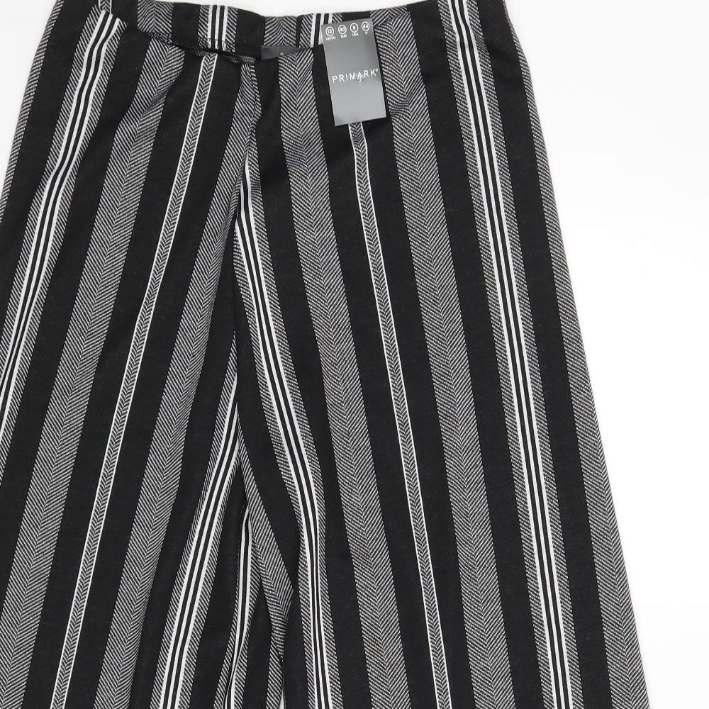 Primark Womens Black Striped  Trousers  Size 12 L24 in