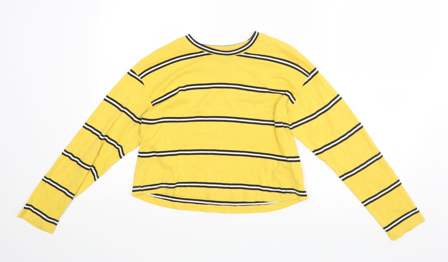 Topshop Womens Yellow Striped   T-Shirt Size 6