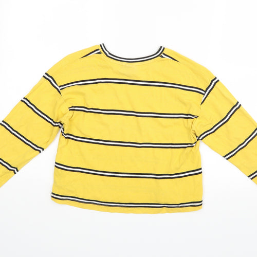 Topshop Womens Yellow Striped   T-Shirt Size 6