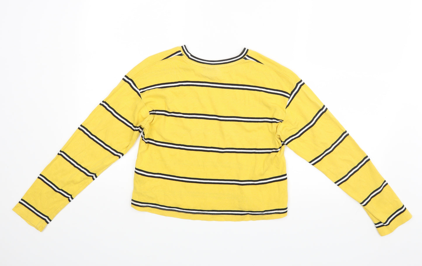 Topshop Womens Yellow Striped   T-Shirt Size 6