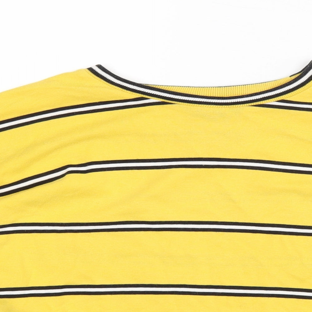 Topshop Womens Yellow Striped   T-Shirt Size 6