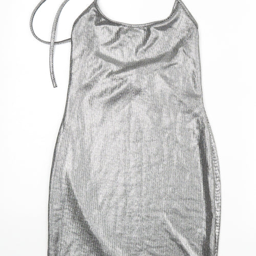PRETTYLITTLETHING Womens Silver   Pencil Dress  Size 8