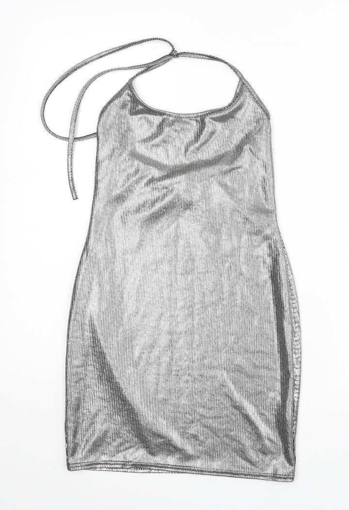 PRETTYLITTLETHING Womens Silver   Pencil Dress  Size 8