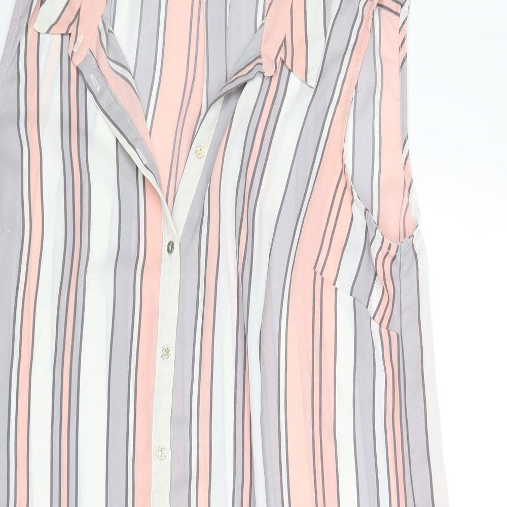 George Womens Pink Striped  Basic Blouse Size 16
