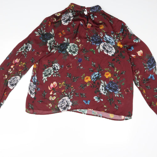 Full Circle Womens Red Floral  Basic Blouse Size 18