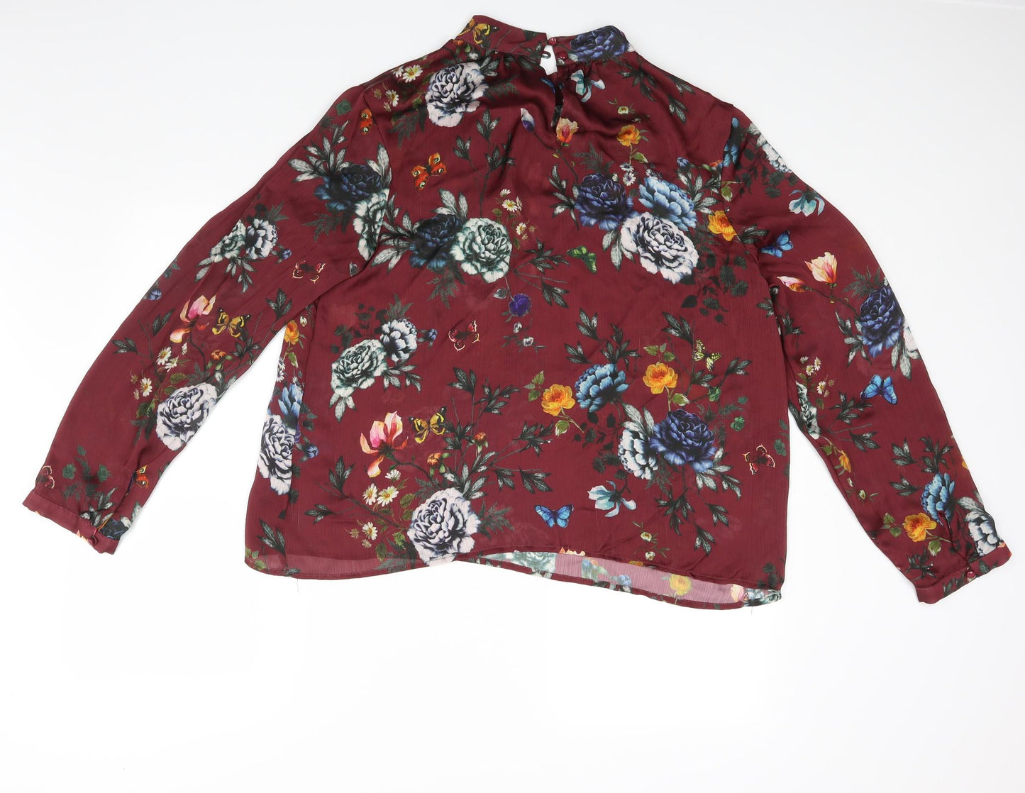 Full Circle Womens Red Floral  Basic Blouse Size 18