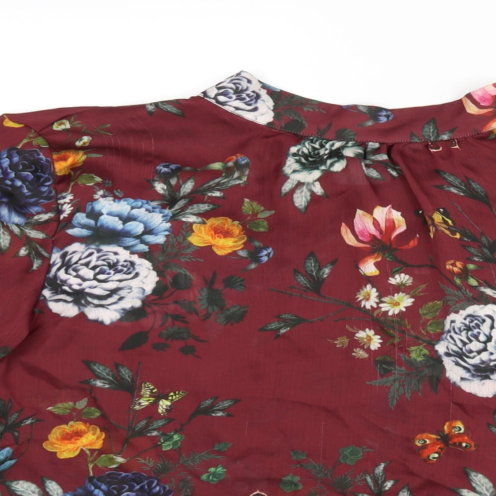 Full Circle Womens Red Floral  Basic Blouse Size 18