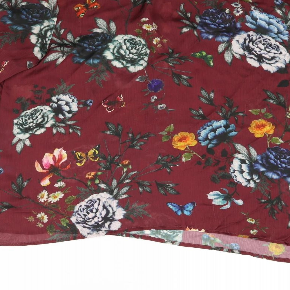 Full Circle Womens Red Floral  Basic Blouse Size 18