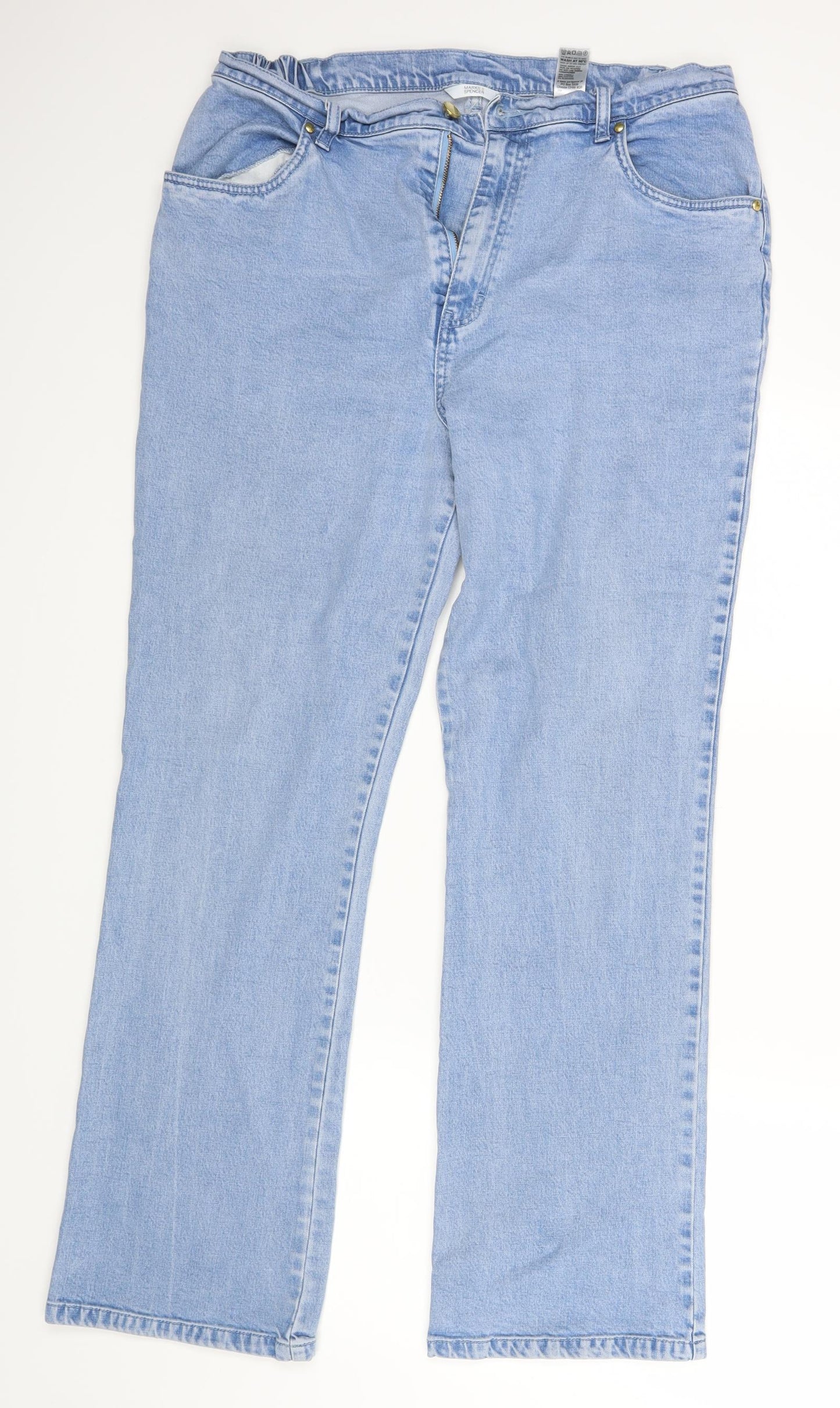 M&S Womens Blue   Straight Jeans Size 16 L30 in