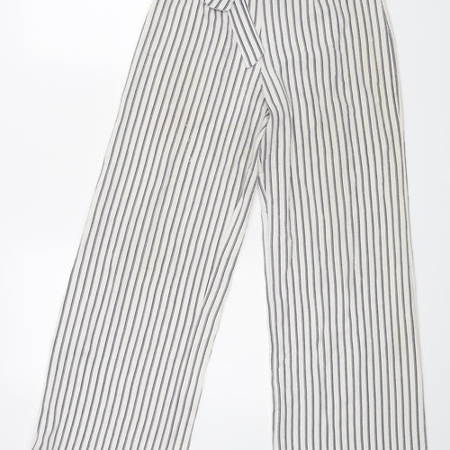 Quiz Womens White Striped  Trousers  Size 8 L30 in
