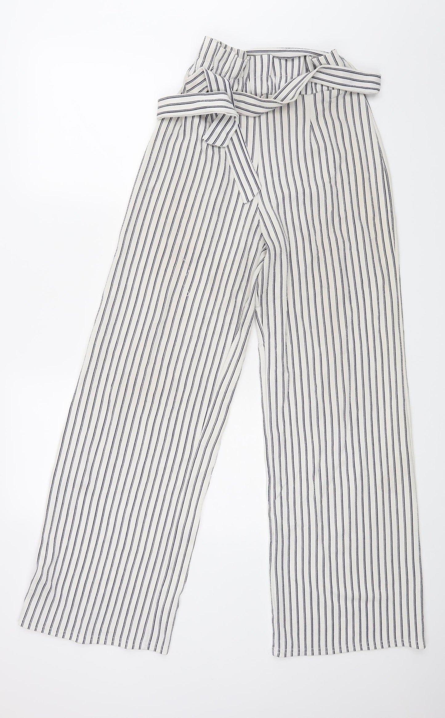 Quiz Womens White Striped  Trousers  Size 8 L30 in