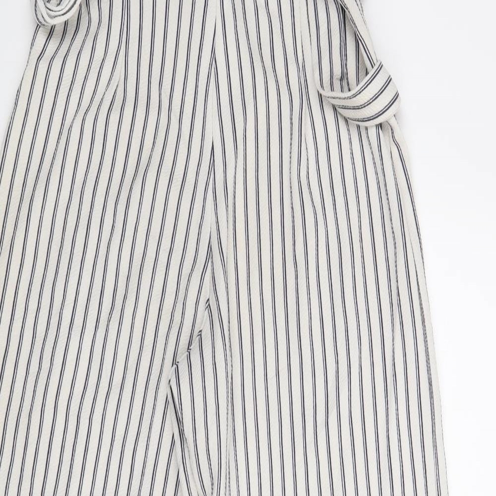Quiz Womens White Striped  Trousers  Size 8 L30 in