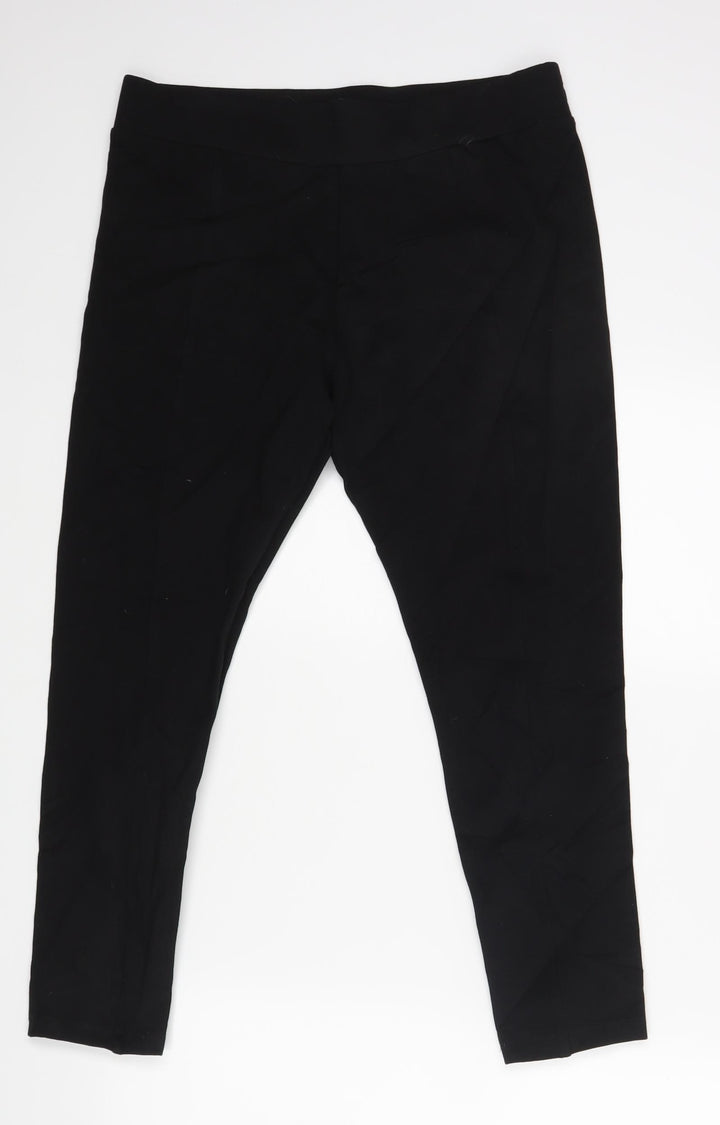 M &Co Womens Black Rayon Trousers Size 14 L20.5 in