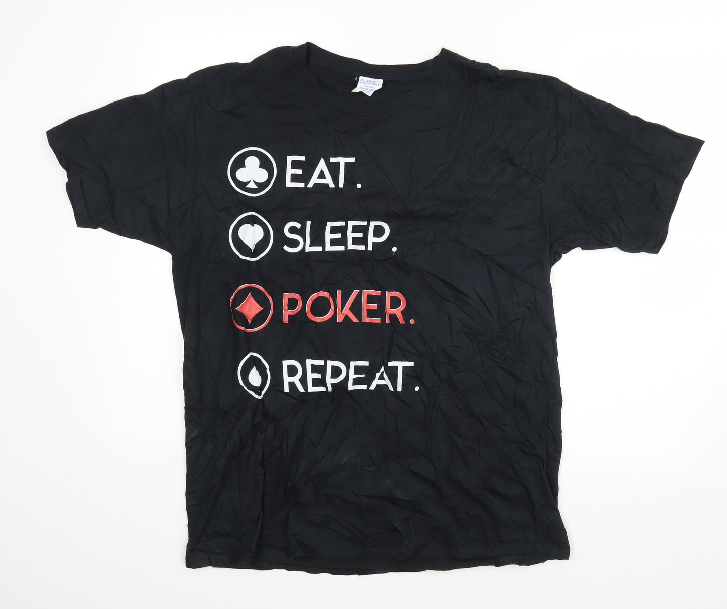 Port & Company Mens Black    T-Shirt Size L  - Poker