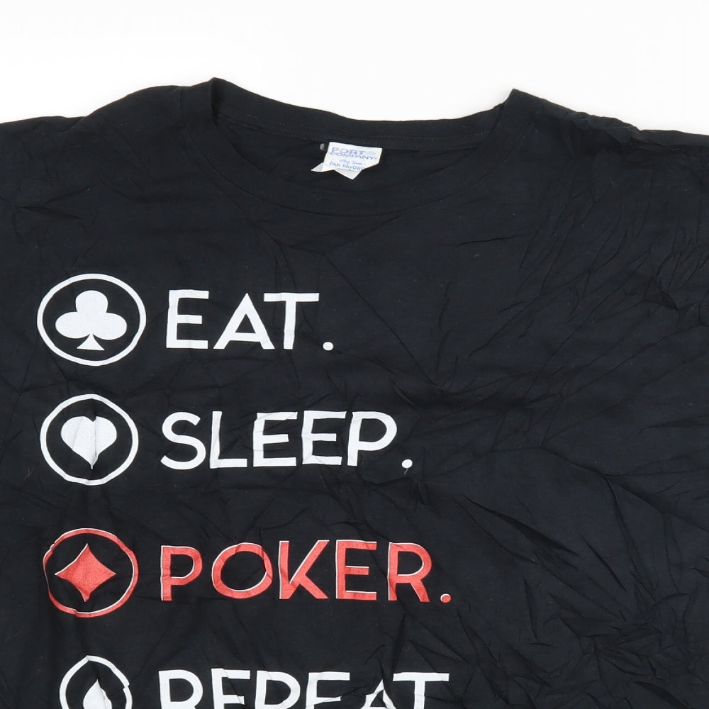 Port & Company Mens Black    T-Shirt Size L  - Poker