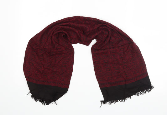 Front view of Preworn unisex red geometric scarf