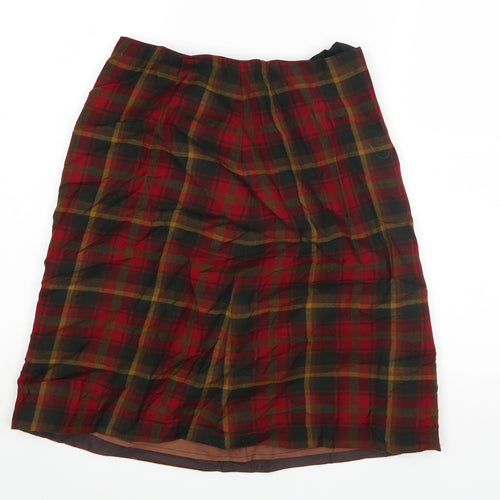 Preworn Womens Red Check  A-Line Skirt