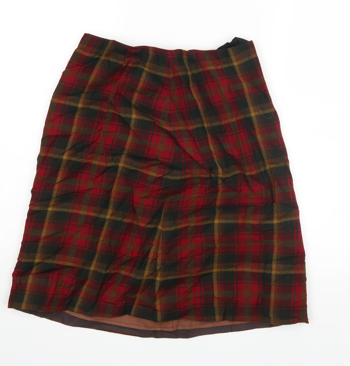 Preworn Womens Red Check  A-Line Skirt