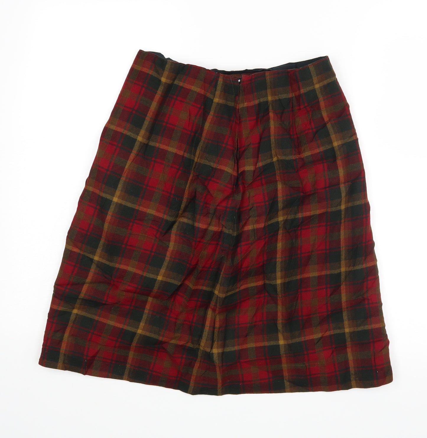 Preworn Womens Red Check  A-Line Skirt
