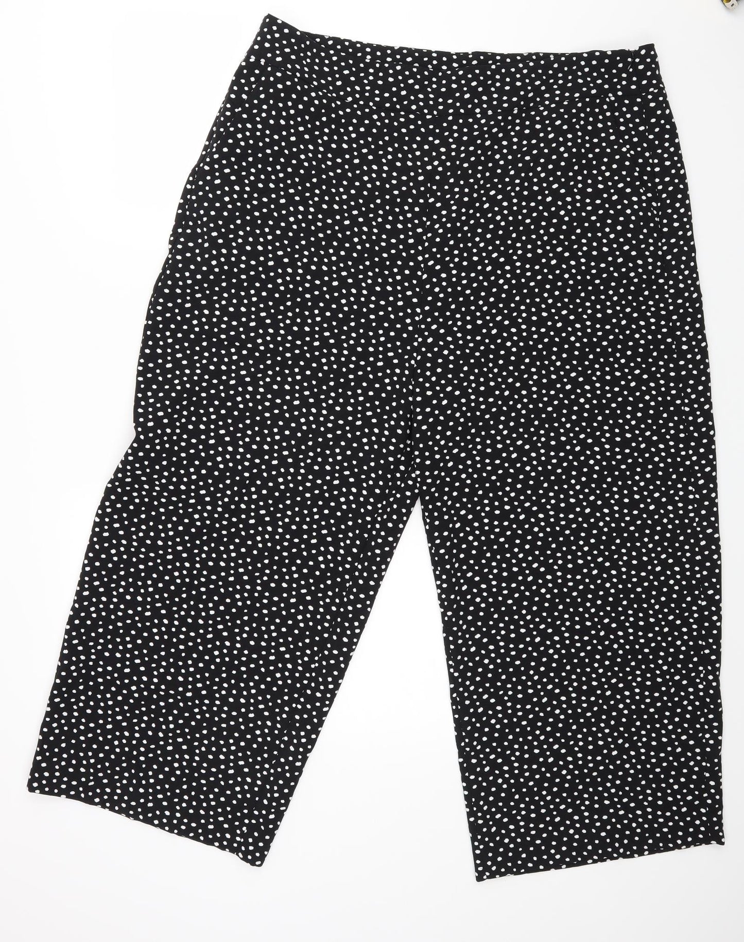 M&S Womens Black Polka Dot  Trousers  Size 29 L25 in