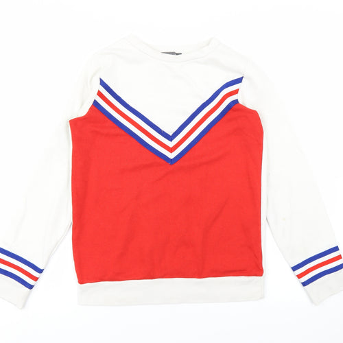 Primark Womens White Striped  Pullover Sweatshirt Size 8