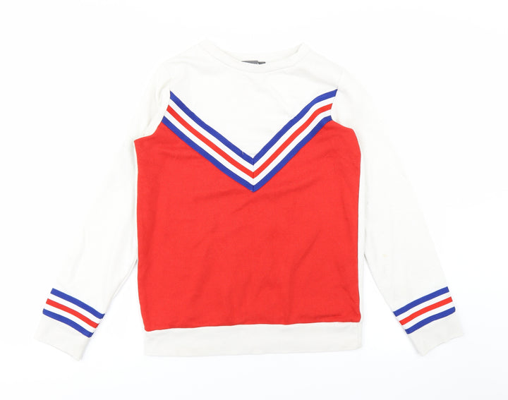 Primark Womens White Striped  Pullover Sweatshirt Size 8
