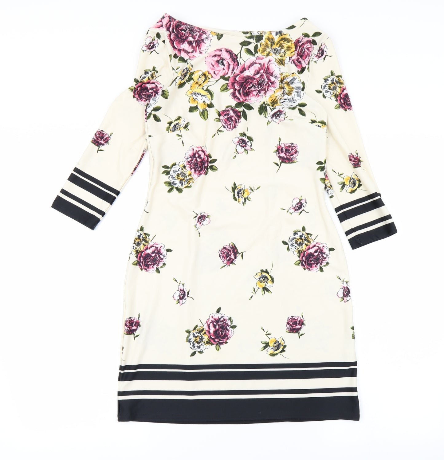 Primark Womens White Floral  Pencil Dress  Size 6