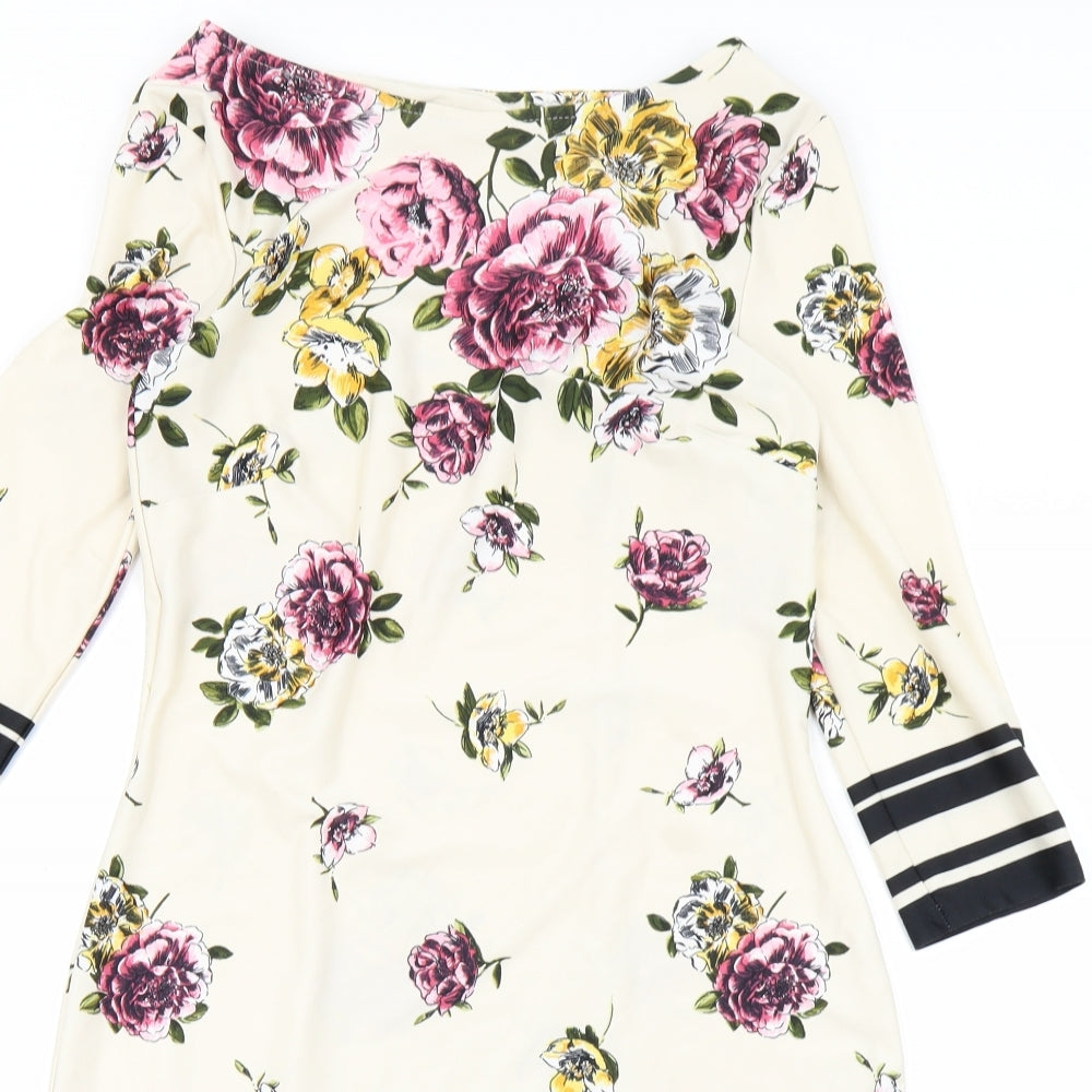 Primark Womens White Floral  Pencil Dress  Size 6