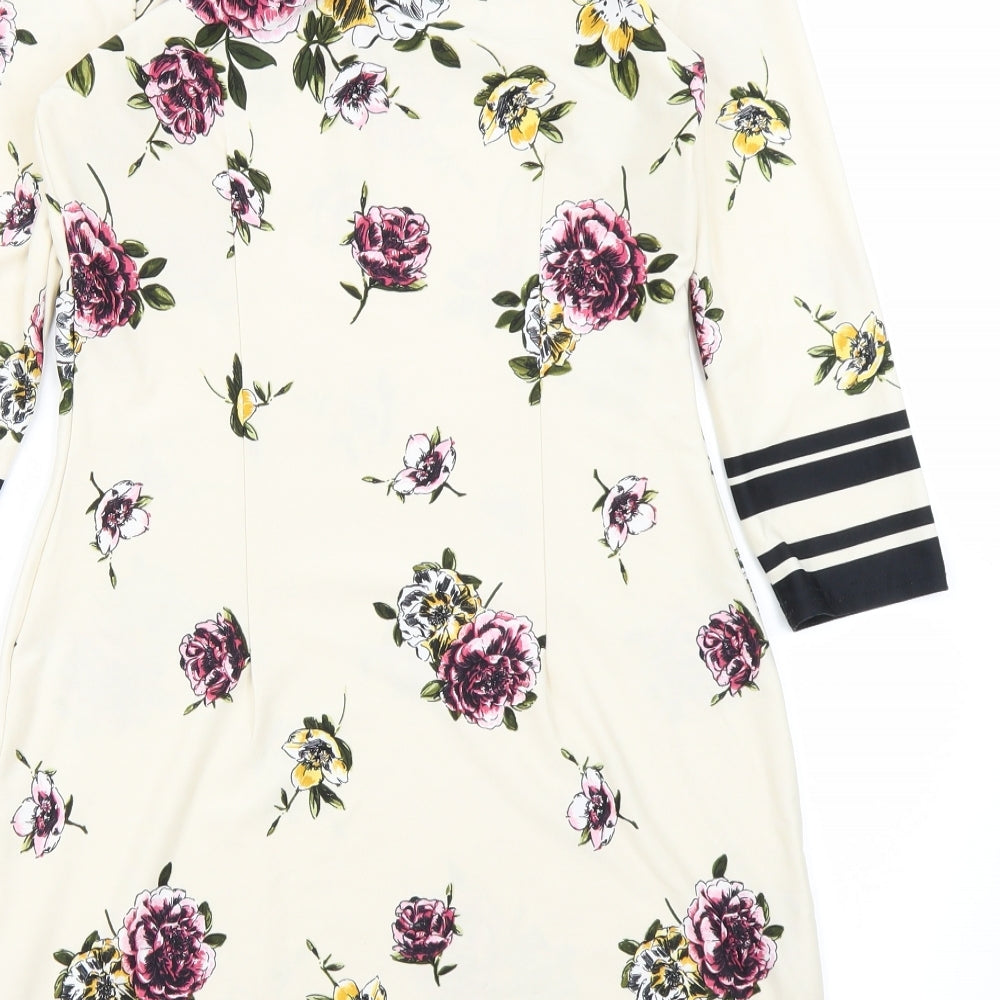 Primark Womens White Floral  Pencil Dress  Size 6