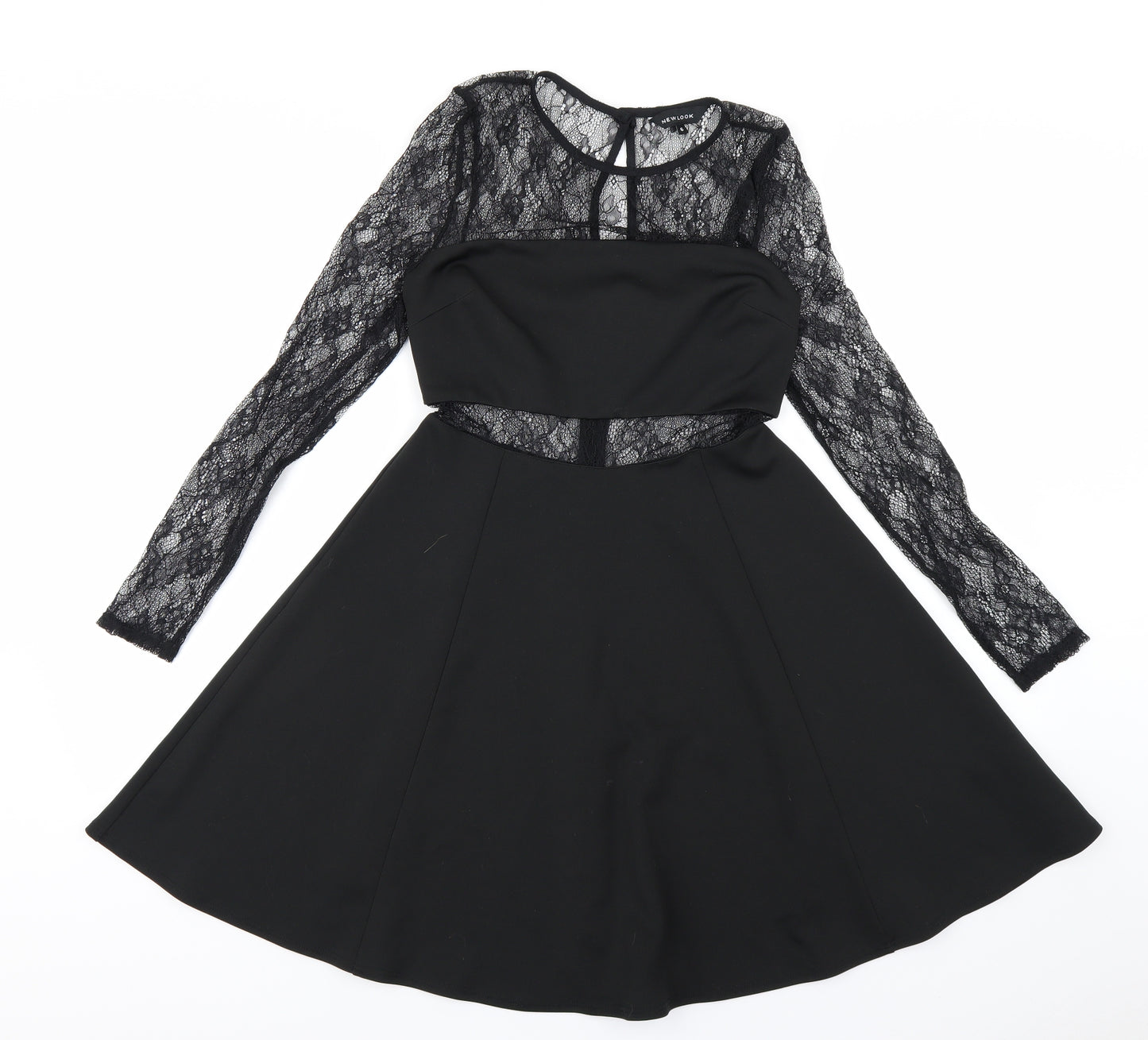 newlook Womens Black Floral  A-Line  Size 6