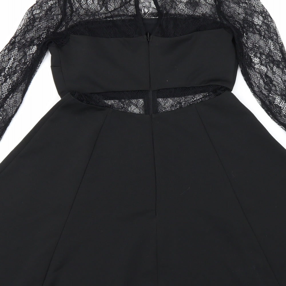newlook Womens Black Floral  A-Line  Size 6