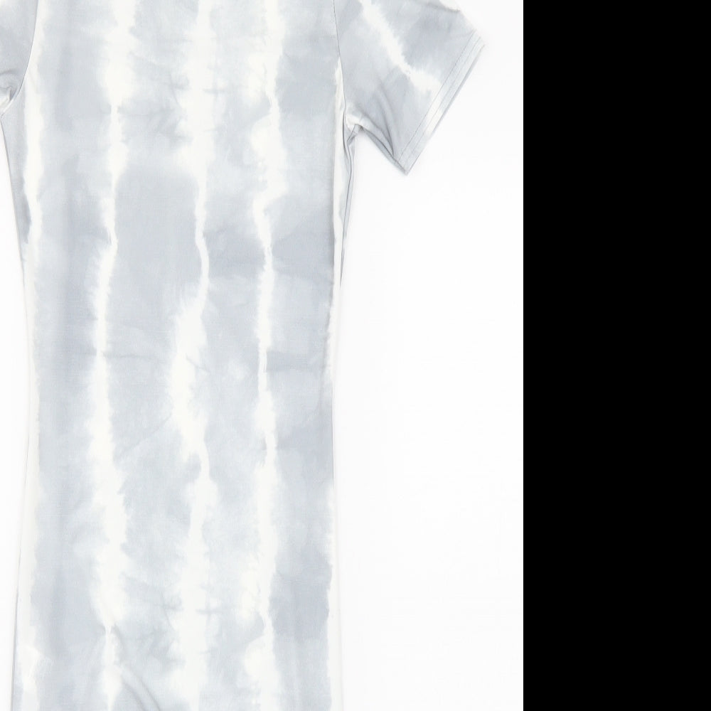 Boohoo Womens Grey Tie Dye  Pencil Dress  Size 6