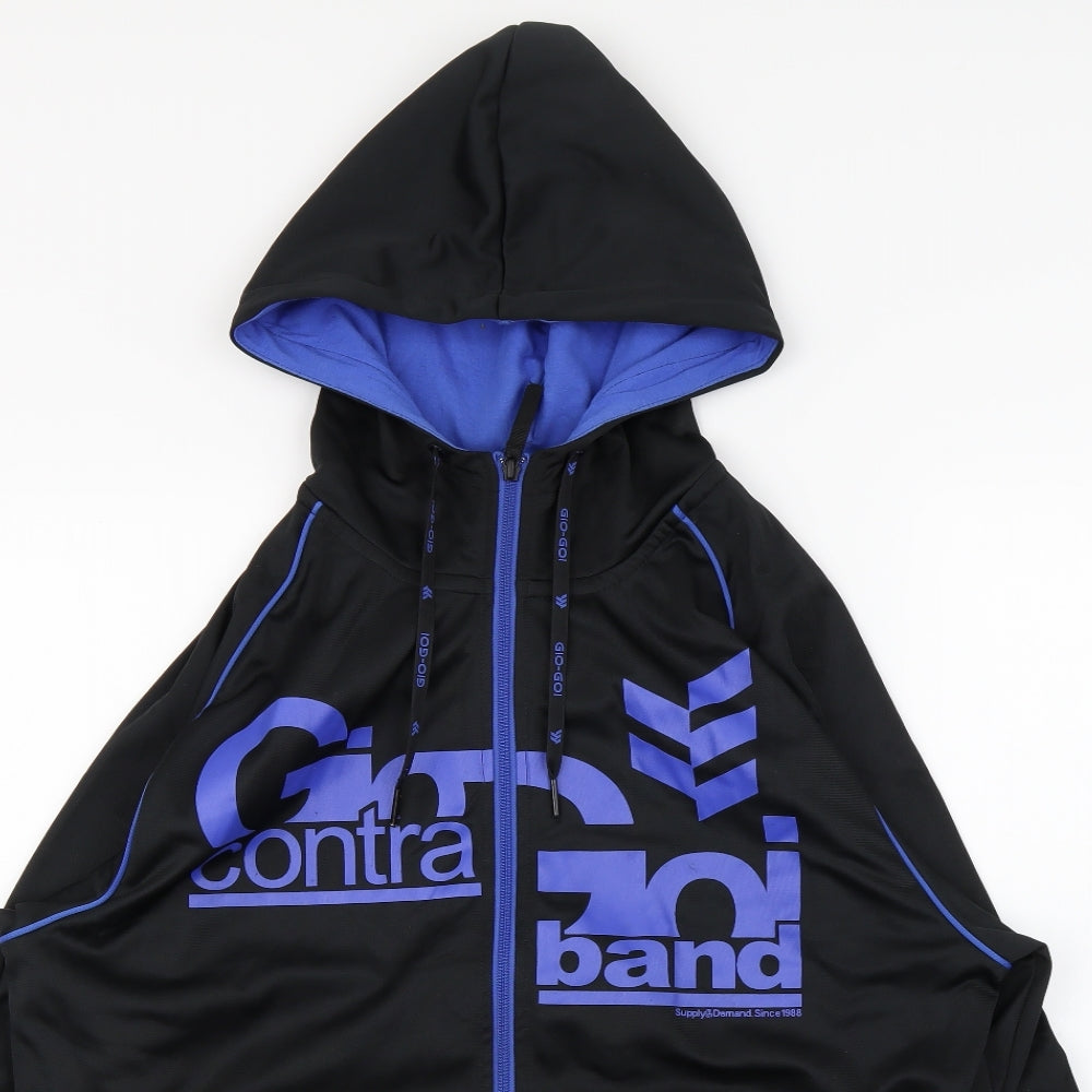 GIO GIO Mens Black Striped  Full Zip Hoodie Size XL