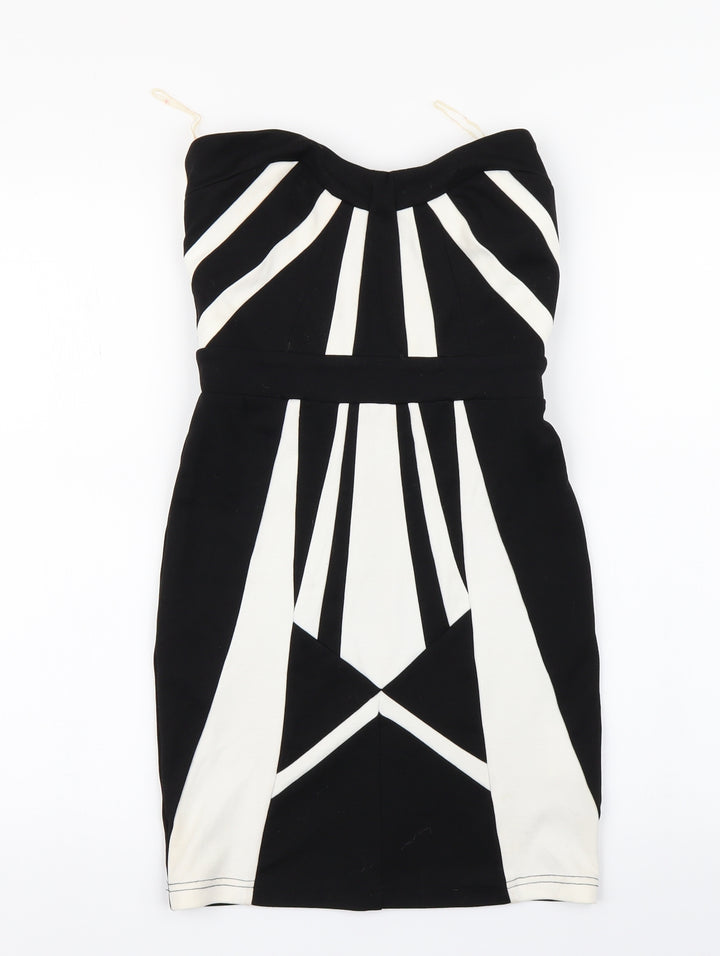 Lispy Womens Black Argyle/Diamond Pencil Dress Size 8