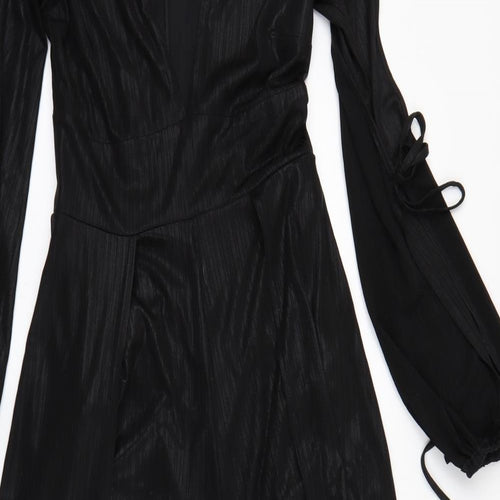River Island Womens Black Striped  Playsuit One-Piece Size 8