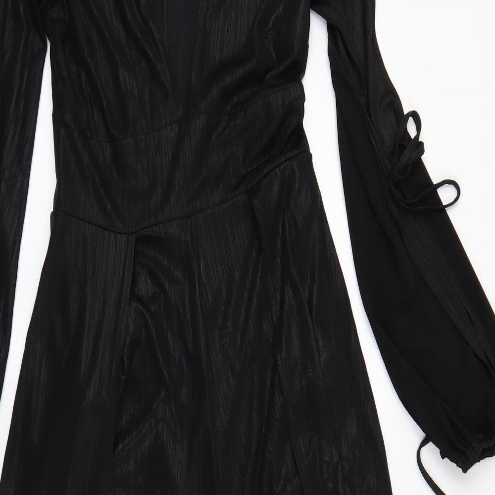 River Island Womens Black Striped  Playsuit One-Piece Size 8