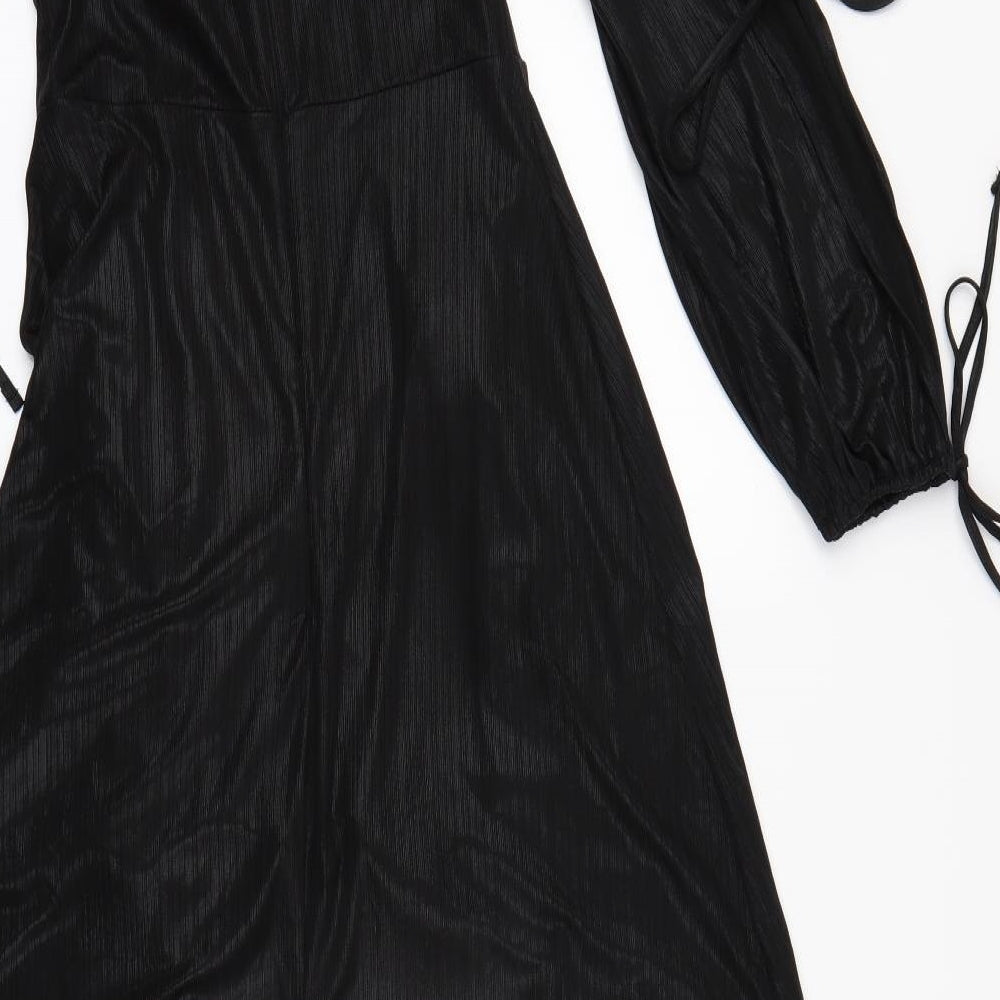 River Island Womens Black Striped  Playsuit One-Piece Size 8