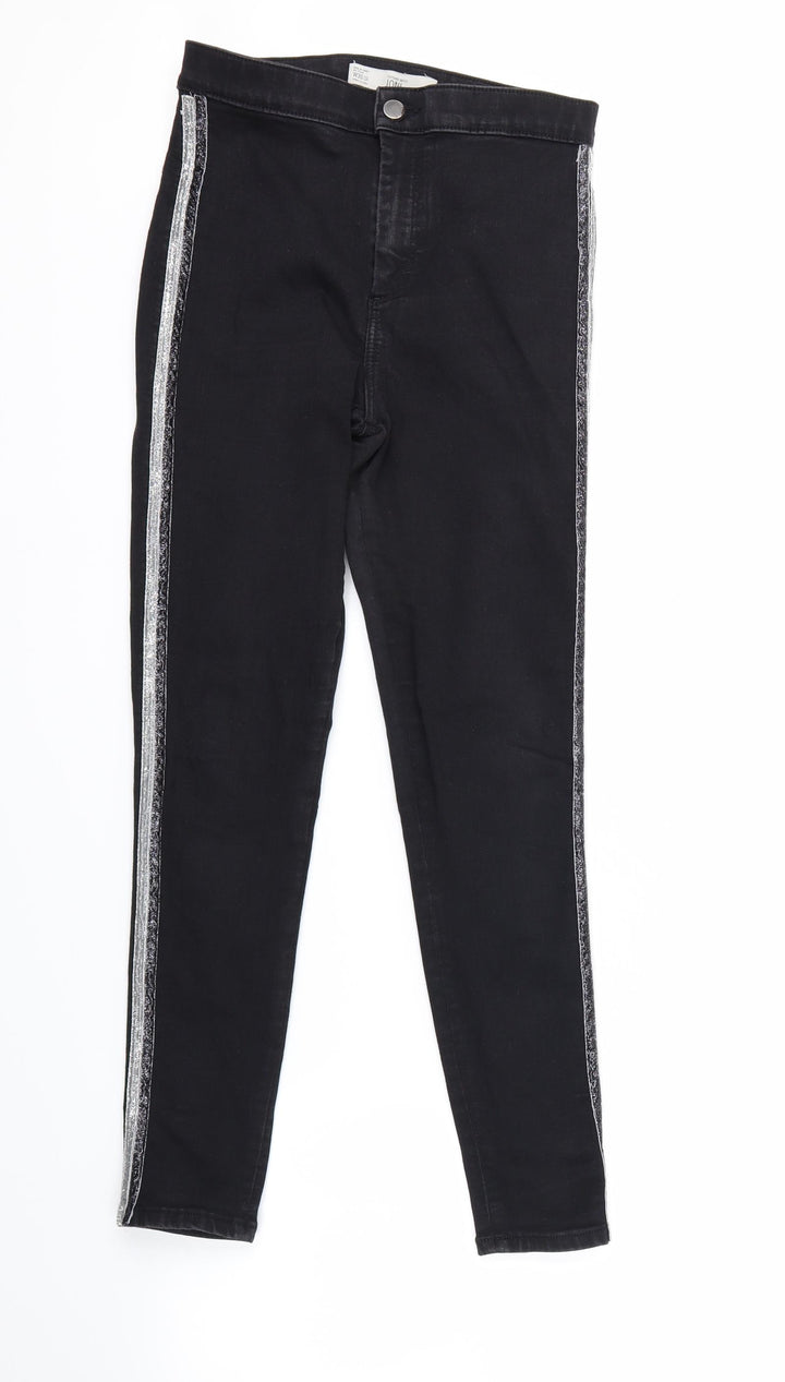 Topshop Womens Black Striped  Skinny Jeans Size 30 in L25 in - black and silver stripes
