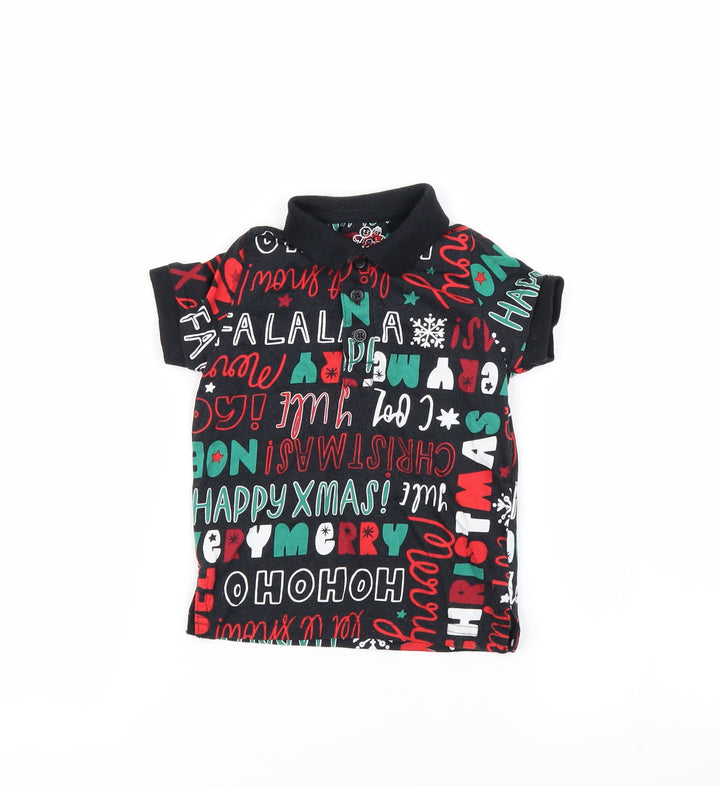 Nutmeg Boys Black   Basic Polo Size 12-18 Months  - chirstmas top