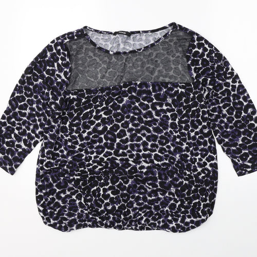 Gerogre Womens Purple Animal Print  Basic Blouse Size 18