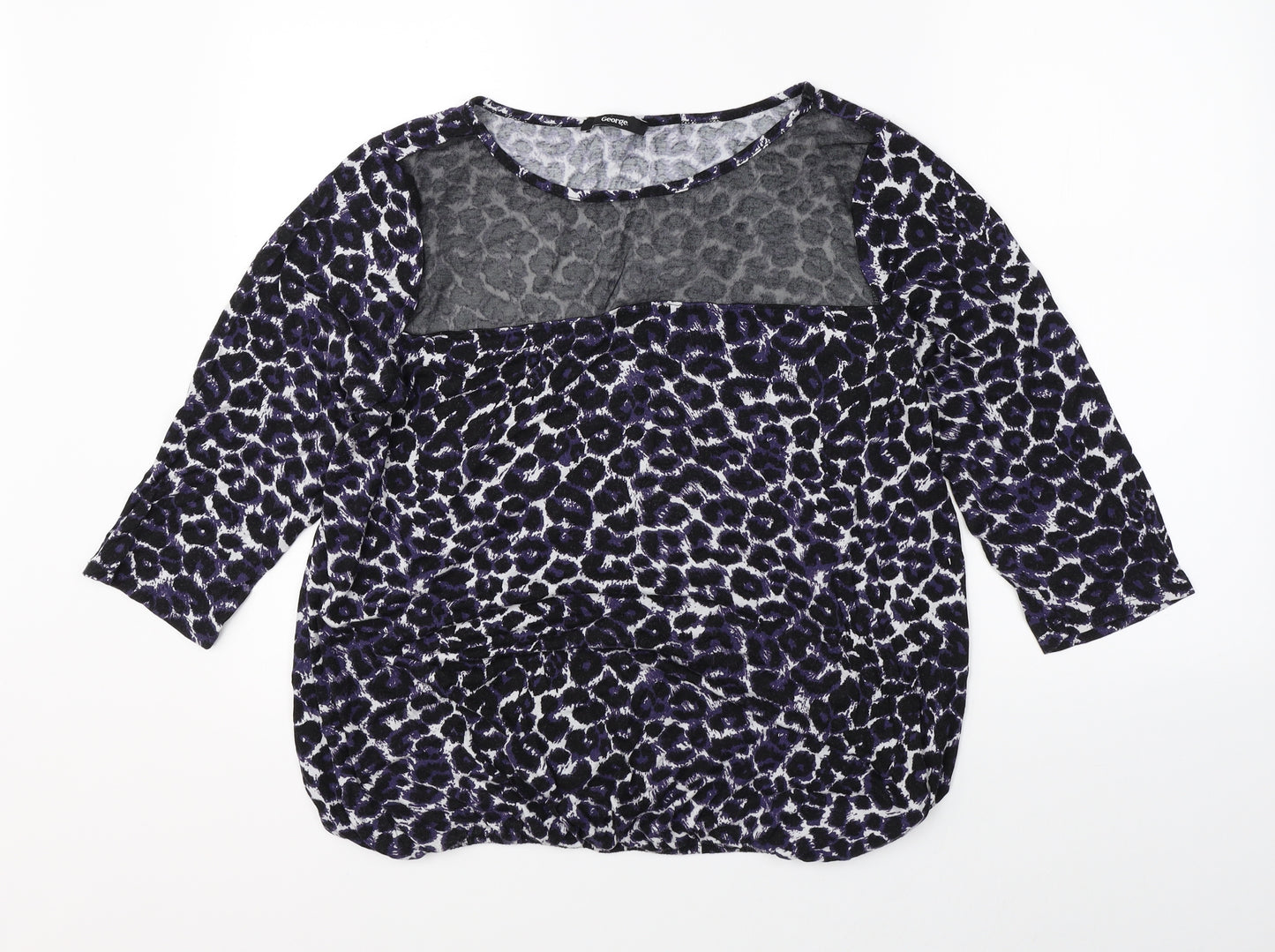 Gerogre Womens Purple Animal Print  Basic Blouse Size 18
