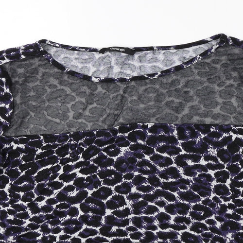Gerogre Womens Purple Animal Print  Basic Blouse Size 18