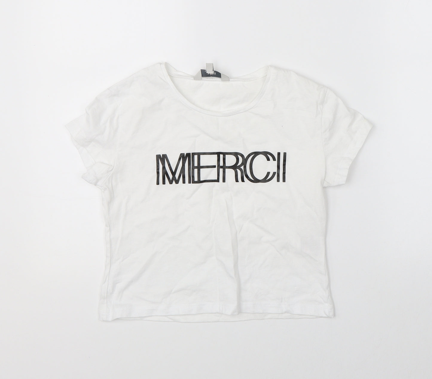 Miss E-vie Girls White   Basic T-Shirt Size 9-10 Years