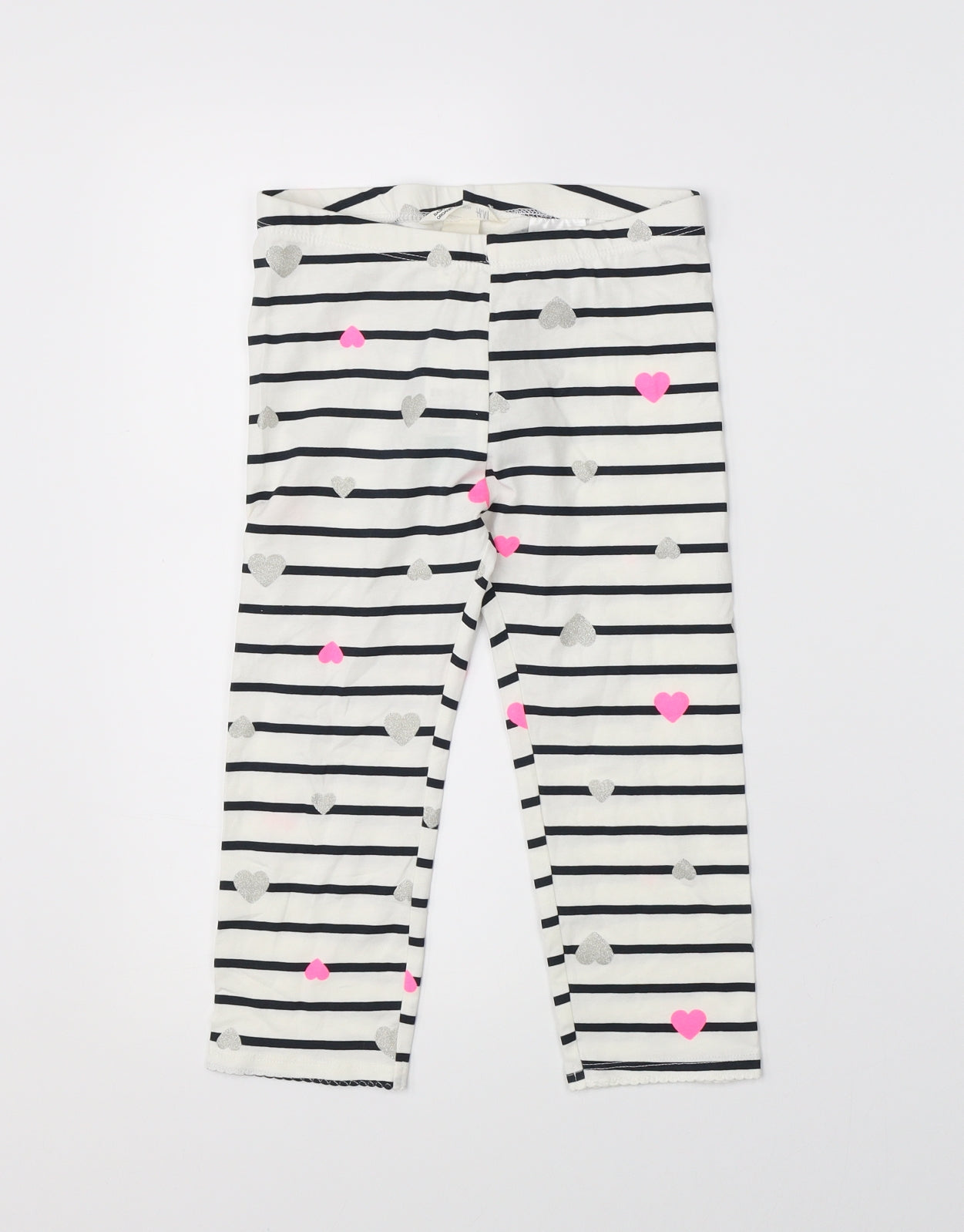 H&M Girls White Striped   Pyjama Pants Size 9-10 Years