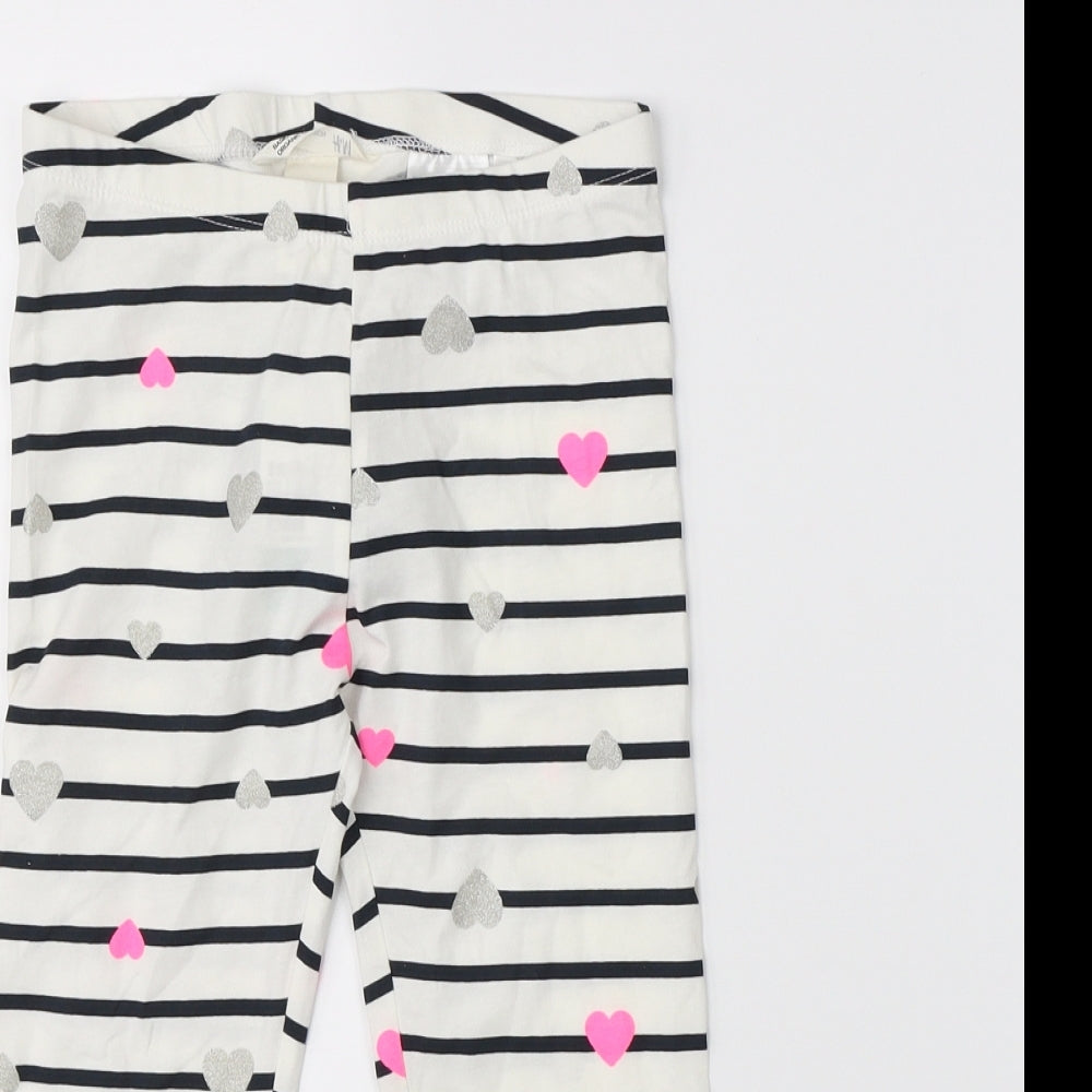 H&M Girls White Striped   Pyjama Pants Size 9-10 Years
