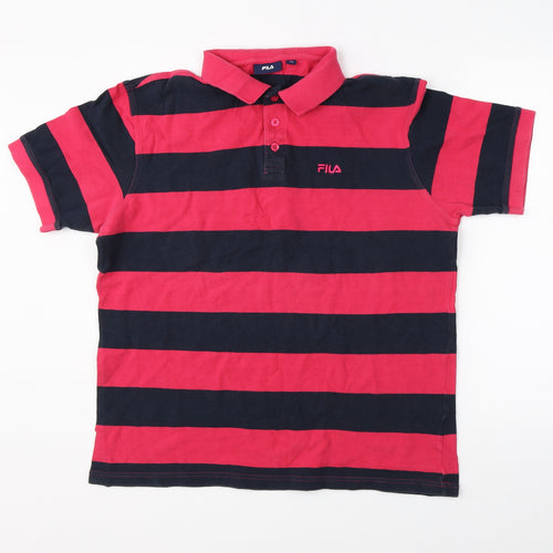 FILA Womens Pink Striped  Basic Polo Size XL