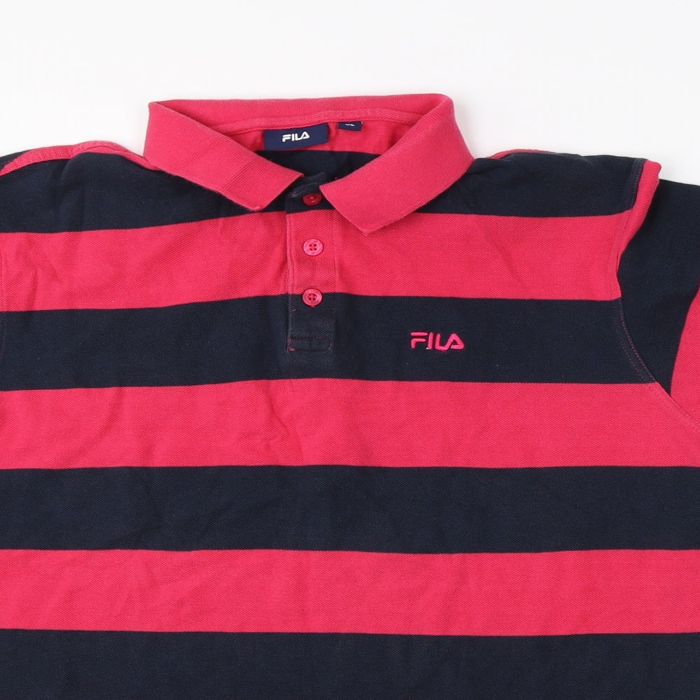 FILA Womens Pink Striped  Basic Polo Size XL