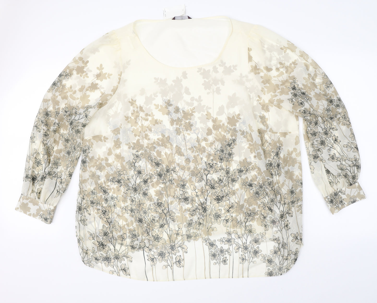 E. Womens Beige Floral  Basic Blouse Size 28